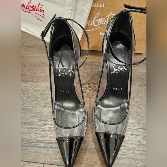 NIB CHRISTIAN LOUBOUTIN DEBOUT CONDORAPIK 100 VINYL & BLK PATENT PUMP- SIZE 40 - Picture 4 of 12